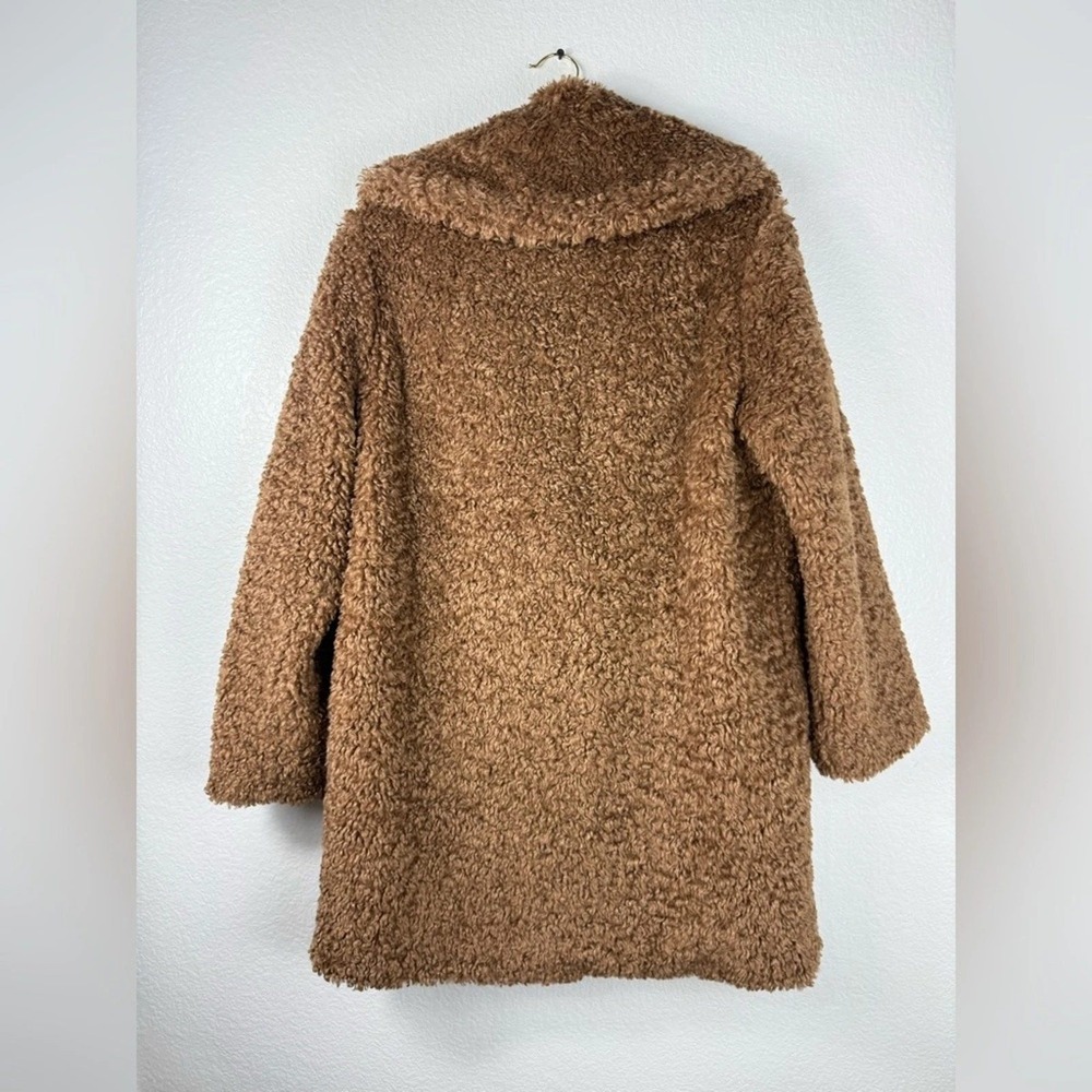Abercrombie & Fitch Brown Teddy Women Coat Sherpa Faux Fur Longline Jacket XL - Picture 7 of 7